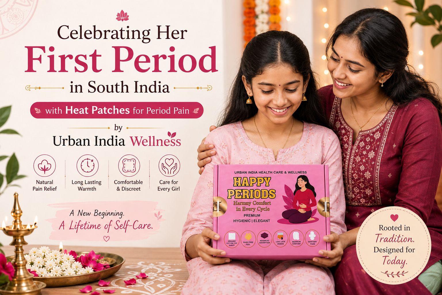 Celebrating Her First Period in South India with Heat Patches for Period Pain by Urban India Wellness