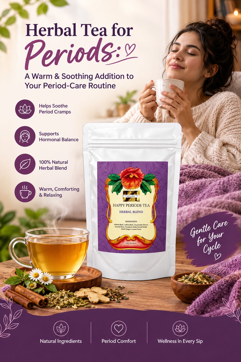 Herbal Tea for Periods: A Warm & Soothing Addition to Your Period-Care Routine