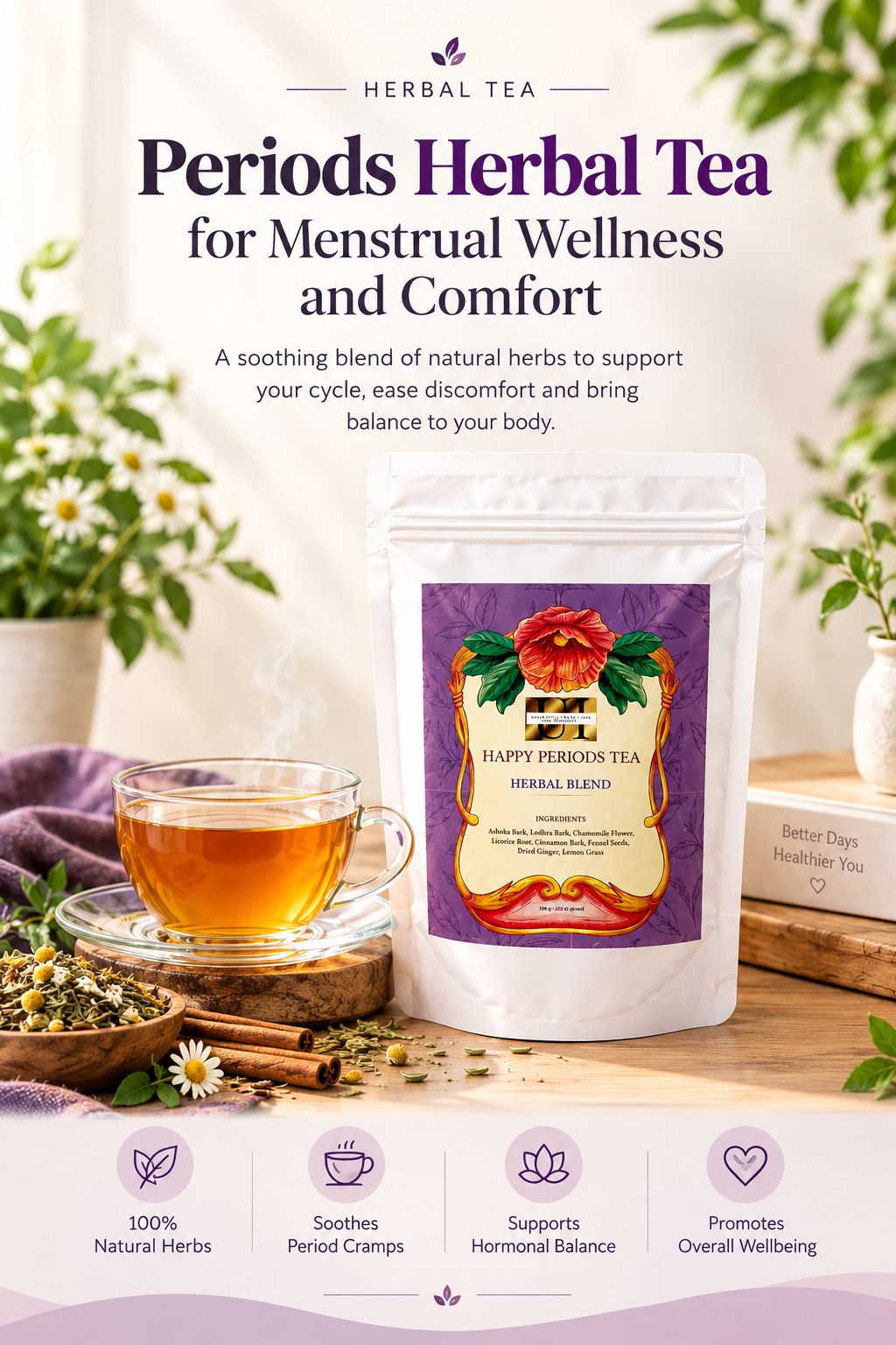 Periods Herbal Tea for Menstrual Wellness and Comfort