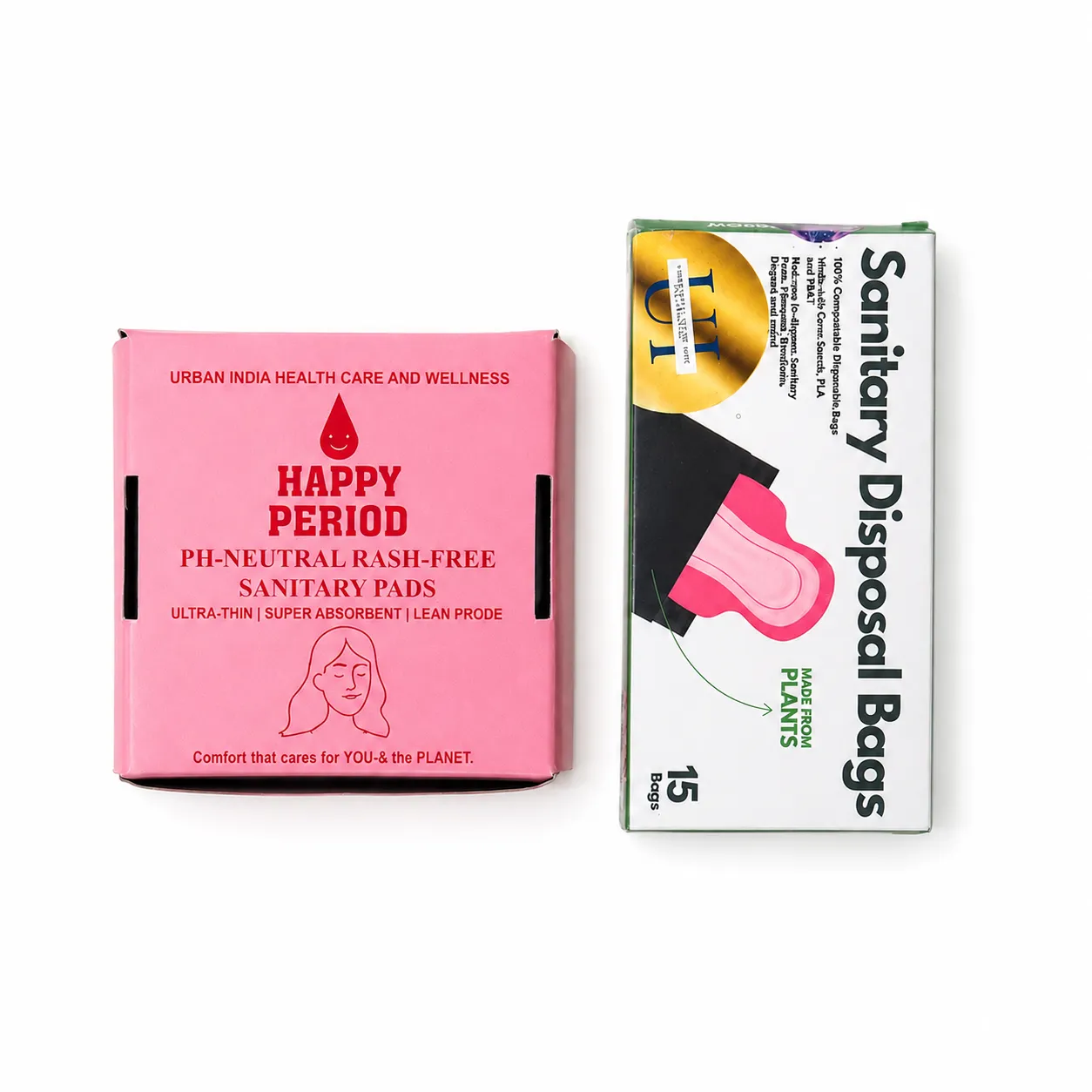Happy Period Sanitary Pads (20 Pieces) + 20 Disposal Bags